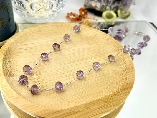 Natural amethyst silver chain necklace