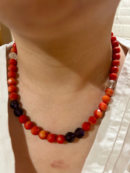 Red bamboo coral necklace