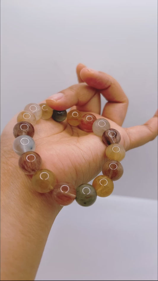 Genuine rutilated multicolor crystal bracelets